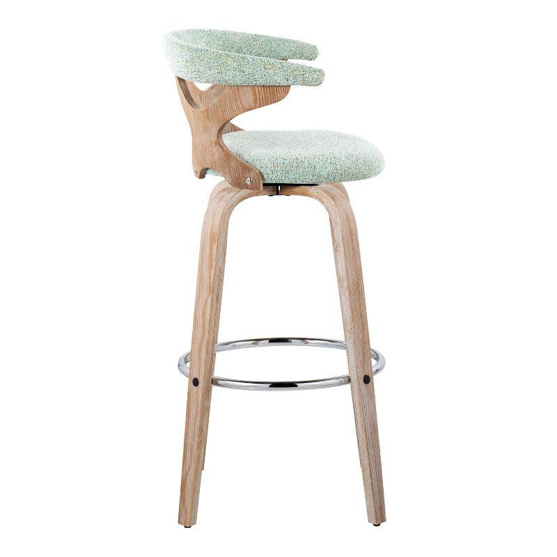 Set of 2 Gardenia Barstools White Wash/Seafoam Green: Fixed Height, Padded Swivel Seat - LumiSource