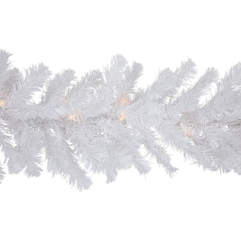 9' White Pre-Lit Snowy Pine Christmas Garland with Clear Lights