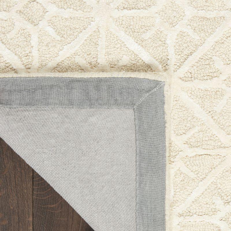 Geometric Handmade Tufted Ivory Area Rug