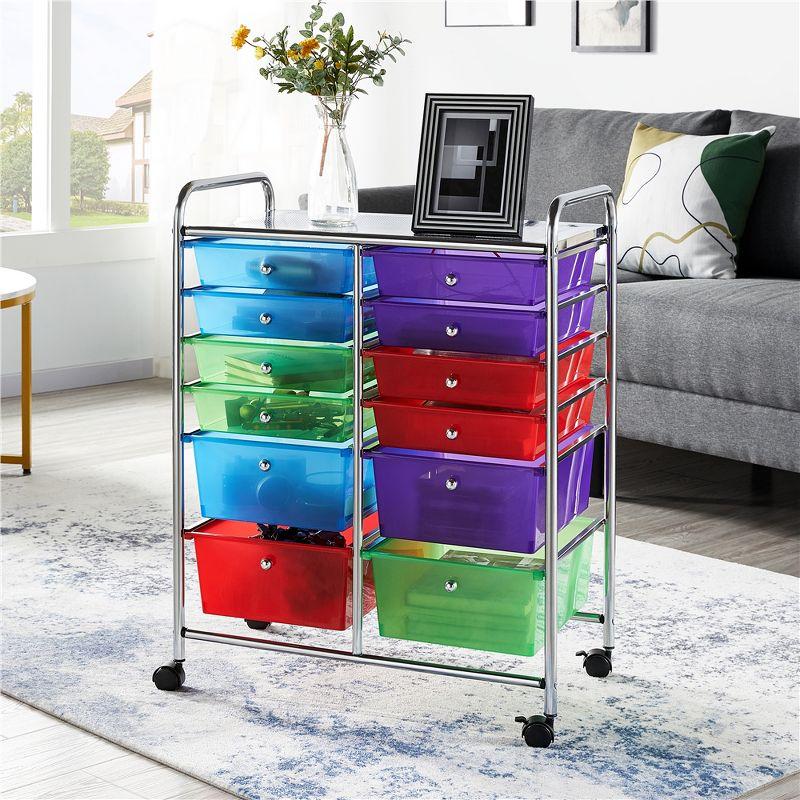 Yaheetech Drawers Rolling Storage Cart Mobile Storage Bin Trolley