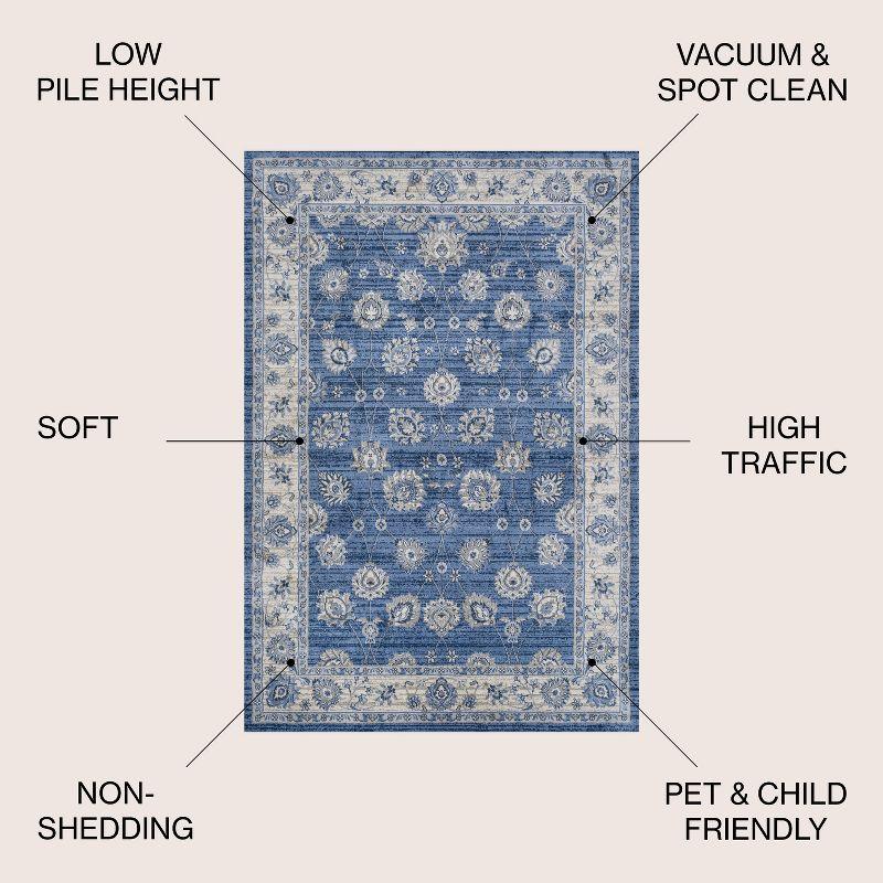 5' x 5' Modern Persian Vintage Moroccan Traditional Area Rug, Blue/Ivory - JONATHAN Y