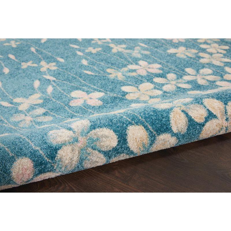 Nourison Tranquil 4' X 6' Turquoise Area Rug Bohemian Botanical Vine and Bloom by Nourison