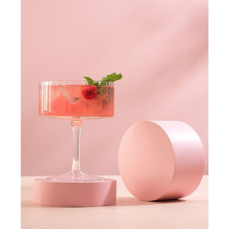 JoyJolt Elle Fluted Coupe Martini Glasses, 10oz (Set of 2)