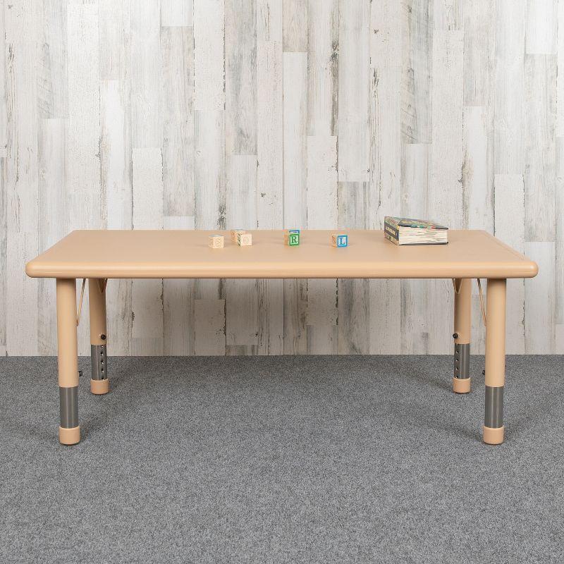 Emma and Oliver 24"W x 48"L Natural Plastic Adjustable Activity Table - School Table for 6
