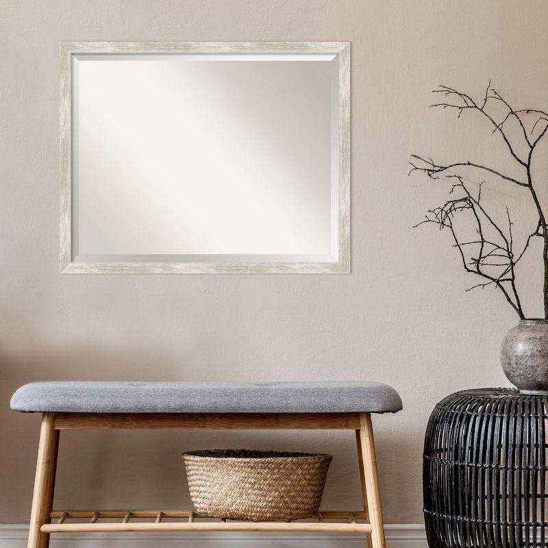 30" x 24" Crackled Narrow Framed Bathroom Vanity Wall Mirror Metallic - Amanti Art: Modern Rectangle, Beveled, Wall Mount