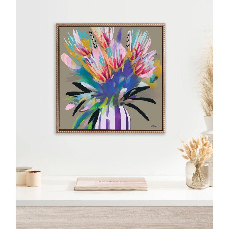 Sylvie Beaded Bright Flowers Framed Canvas by Inkheart Designs Gold - Kate & Laurel All Things Decor