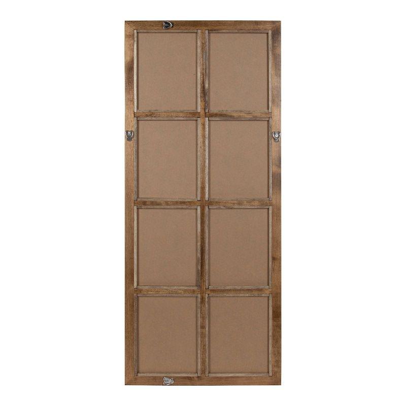 18" x 42" Hogan Windowpane Wall Mirror Natural: Beveled, Rustic Finish, Wood Frame - Kate & Laurel All Things Decor