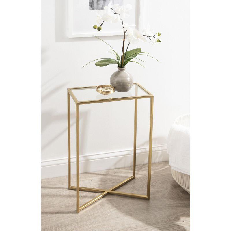 Elegant Gold and Glass 18.5" Slim Rectangular End Table