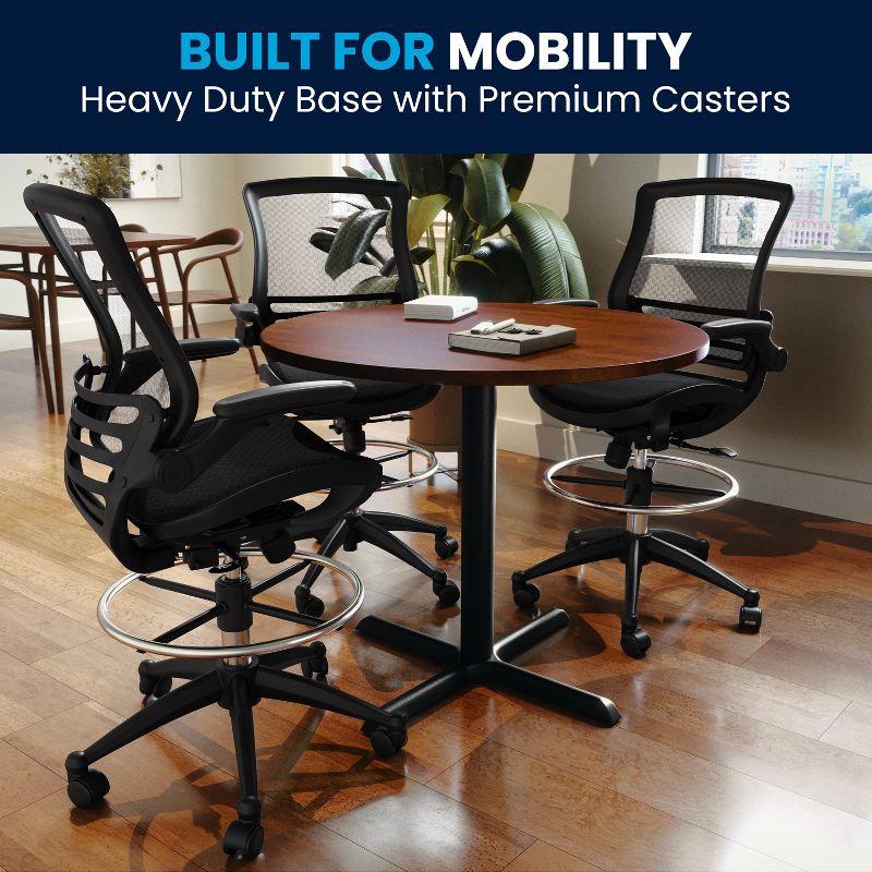 Flash Furniture Mignone Mid-Back Transparent Mesh Office Chair with Flip-Up Arms