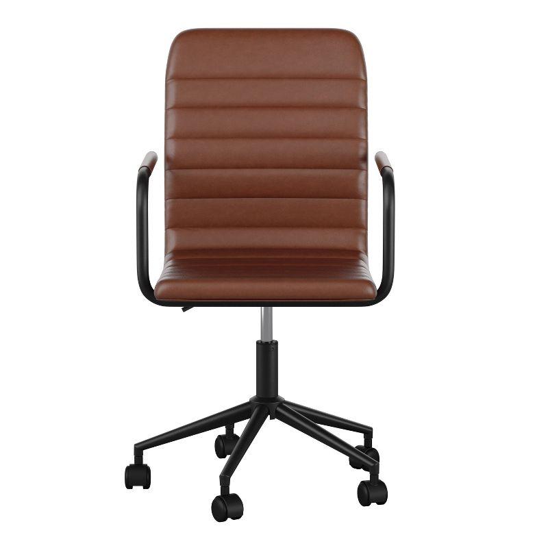 Hargrove Taytum Mid-Back Swivel Faux Leather Desk Chair with Padded Seat and Arms by Martha Stewart