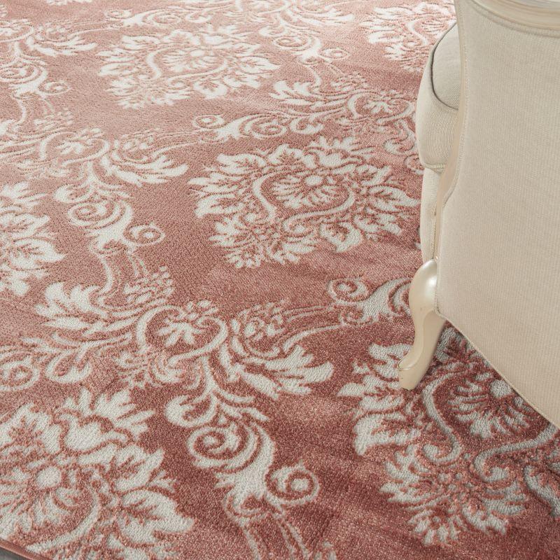 Brick Ivory Floral Damask 8' x 10' Easy-Care Synthetic Rug