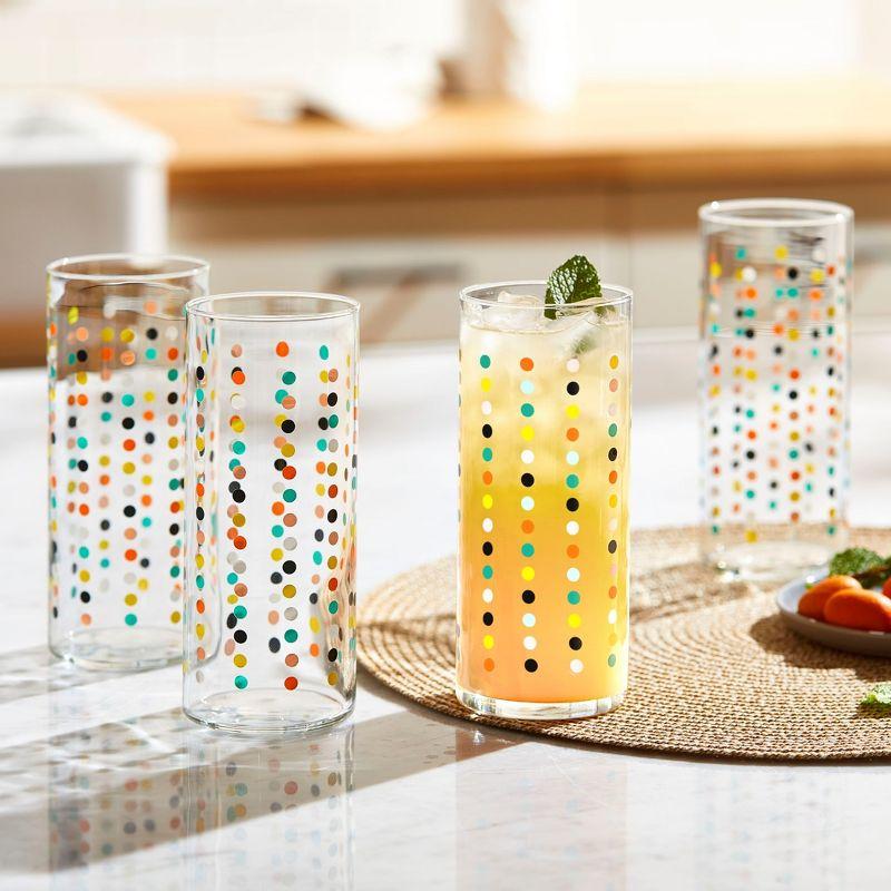 Libbey Libbey Vintage Flower Power Party Dots Cooler Glasses, 16 oz. (Set of 4)