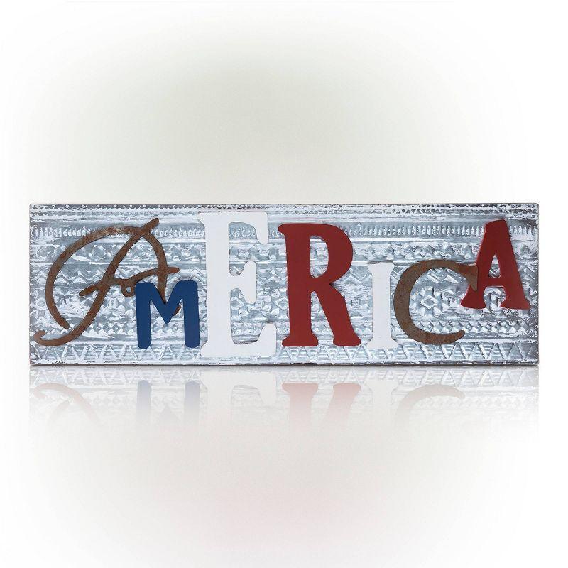 Patriotic Multicolor Metal and Wood America Wall Decor