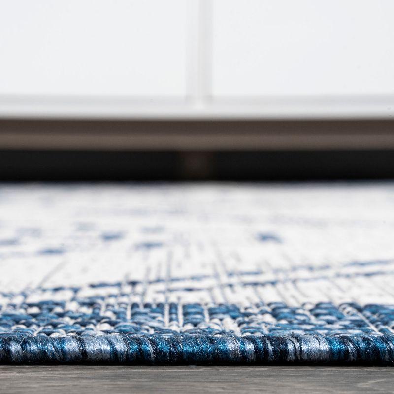 3'x5' Marokko Diamond  Medallion Indoor/Outdoor Area Rug, Ivory/Blue - JONATHAN Y