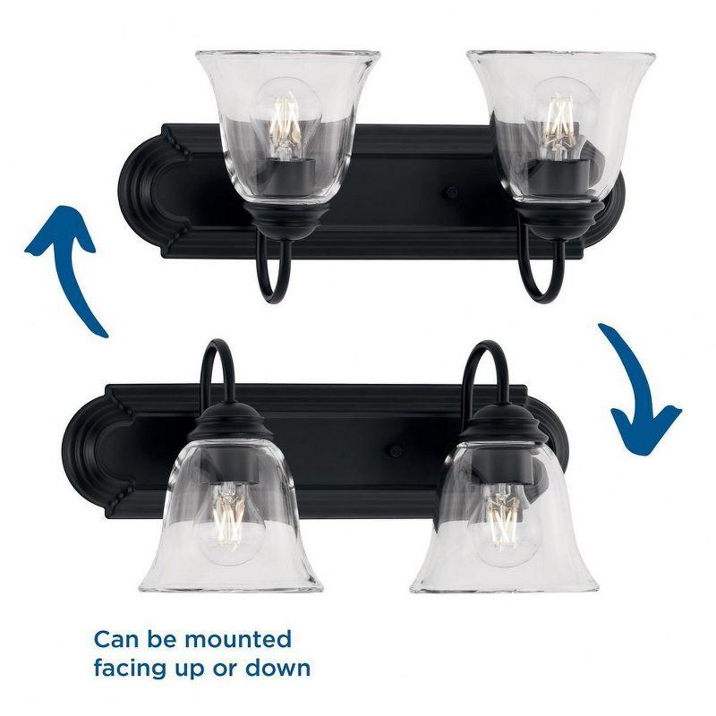 Progress Lighting, Calhoun Collection, 2-Light Vanity Light, Matte Black, Clear Glass Shades, Material: Steel