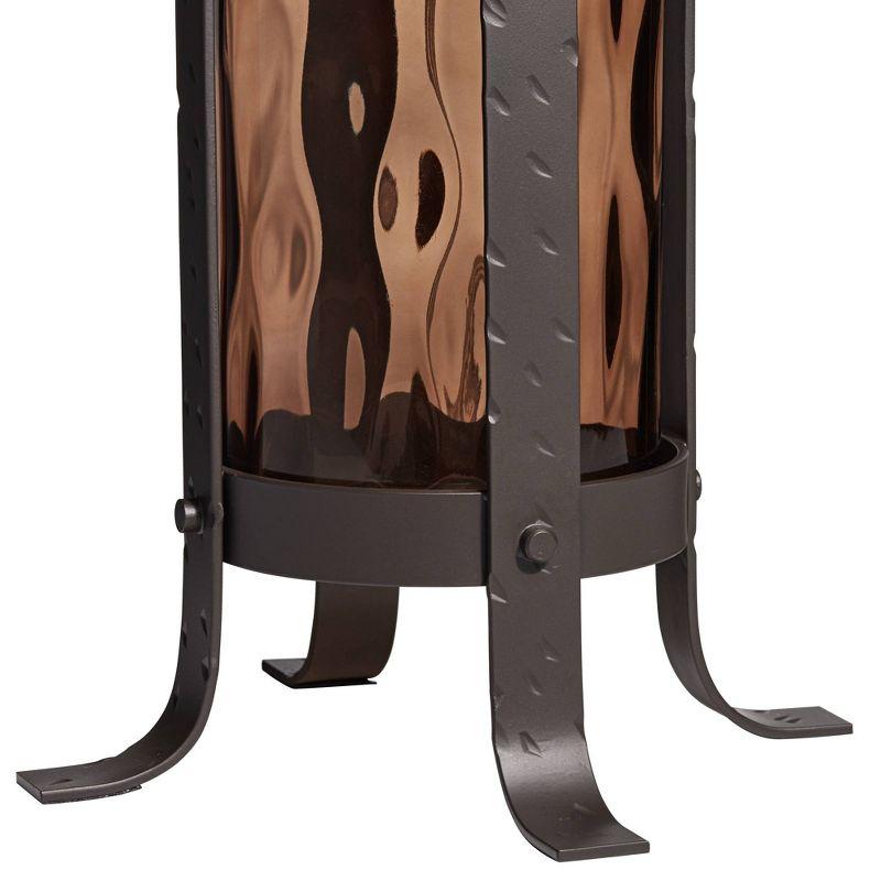 Pacific Coast Lighting 30 1/2" Tall Large Rustic End Table Lamp Night Light Dark Amber Black Glass Metal Single Beige Shade Living Room Bedroom