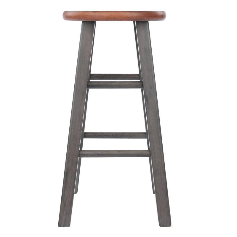 Rustic Teak and Gray 24" Solid Wood Backless Counter Stool