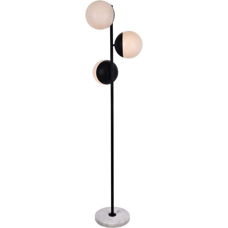 Eclipse Black and Frosted White 3-Light Floor Lamp