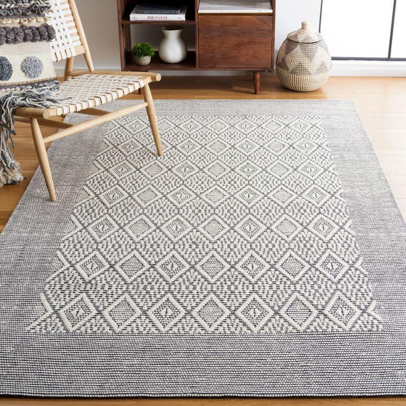 Hand-Knotted Artisan Wool Square Rug in Black 6' x 6'