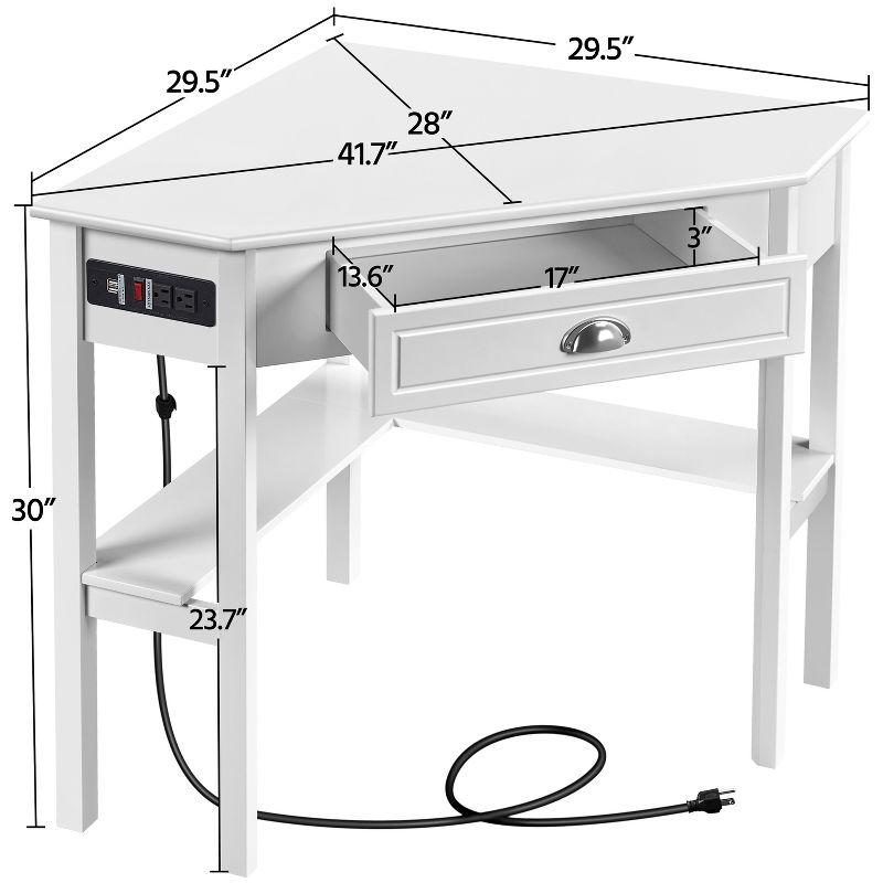 Yaheetech Corner Computer Desk Workstation with Power Outlet White