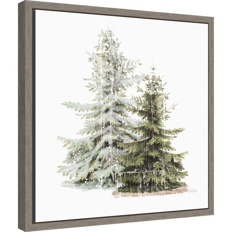 Amanti Art Vintage Wooded Holiday Trees in Snow by Katie Pertiet Canvas Wall Art Print Framed 16 x 16-in.