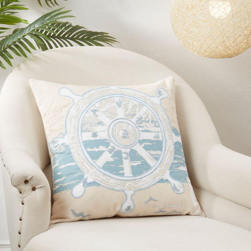 Saro Lifestyle Helm of the Waves Poly Filled Throw Pillow, Blue, 20"x20"