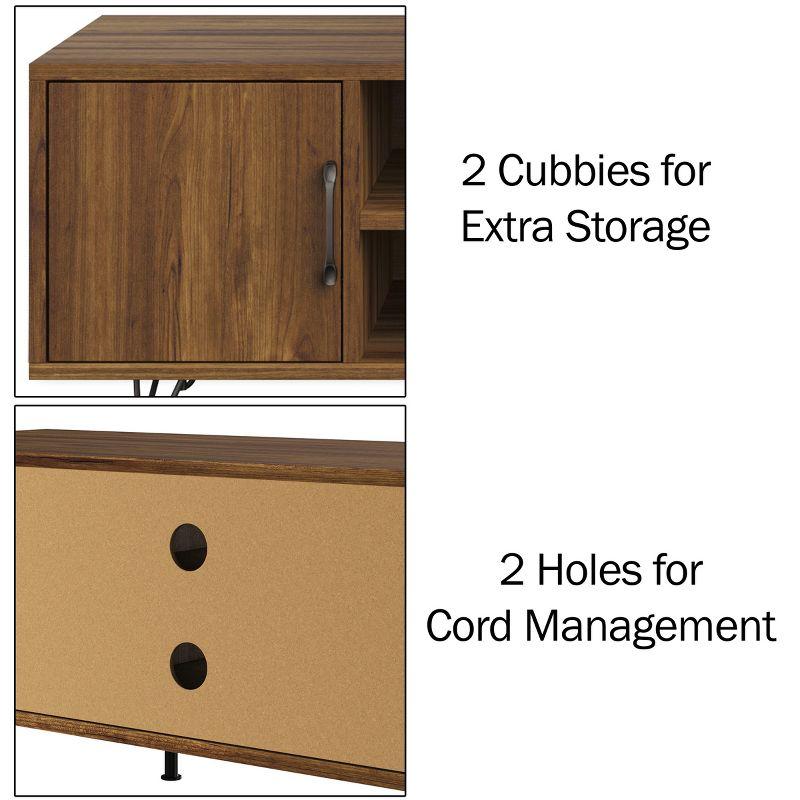 Lavish Home 50-inch TV Stand with 2 Doors, Media Shelves, Cord Management, and Hairpin Legs,  Dark Walnut
