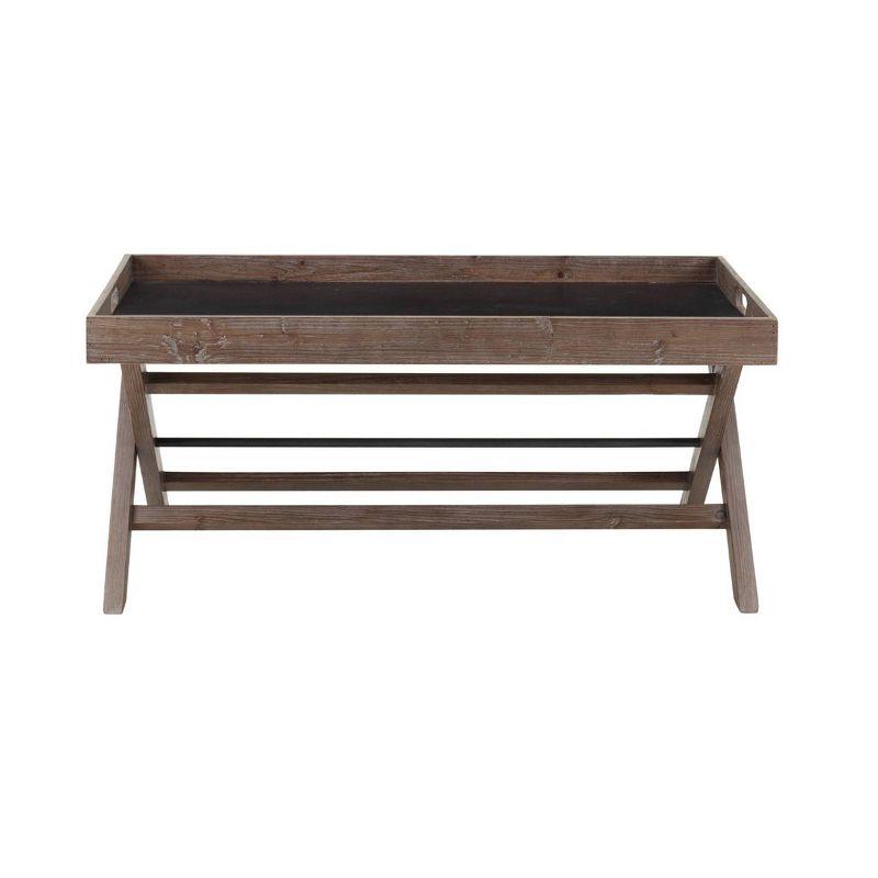 Lisa Wood Coffee Table Brown - Boraam: Removable Tray, X Cross Base, Reclaimed Fir Wood