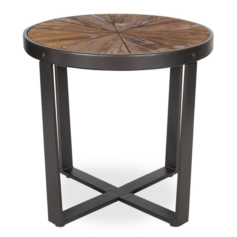 Rustic Brown and Charcoal Gray Starburst Round Side Table, 20x20x18.5