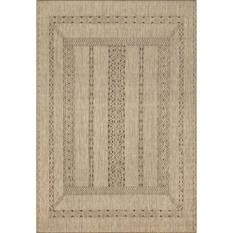 Ayla Beige Bohemian Indoor/Outdoor Synthetic Area Rug