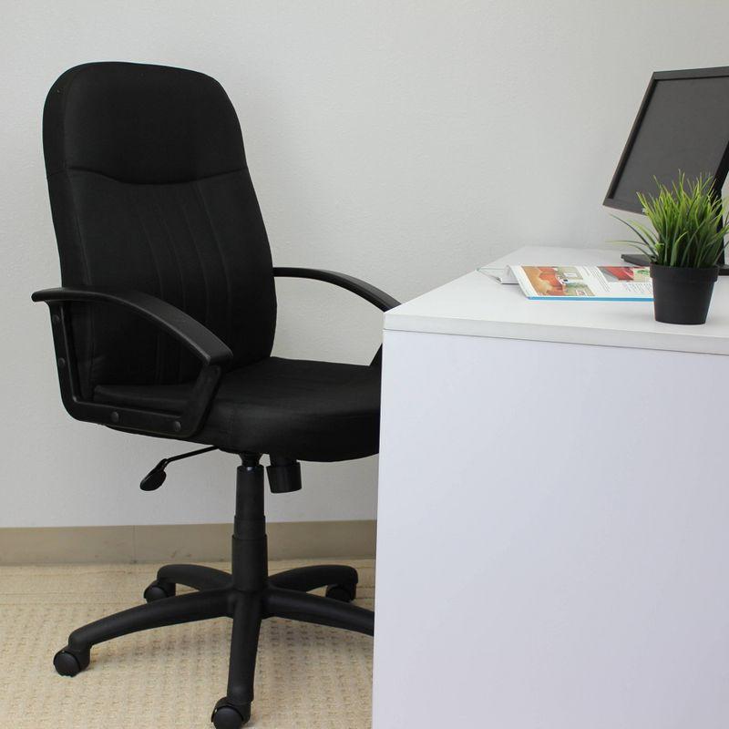 Mid Back Fabric Managers Chair Black - Boss Office Products: Ergonomic, Swivel, Adjustable Height, Metal Frame