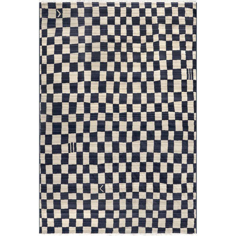 Nuloom Dominique Abstract Checkered Fringe Area Rug