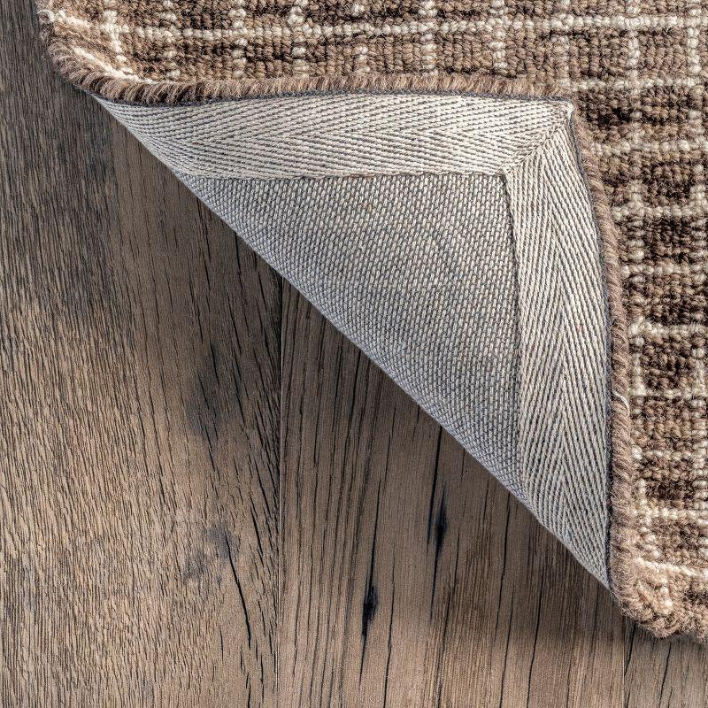 Katasha Checked Wool Brown Area Rug