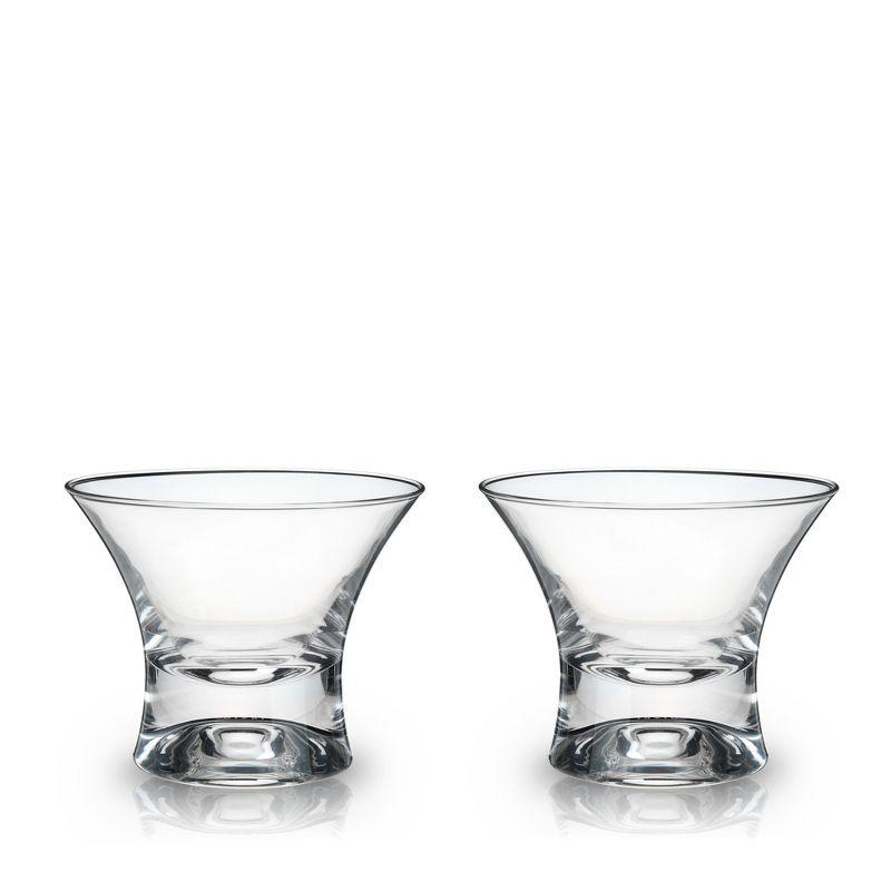 Raye Heavy Base Stemless Crystal Manhattan Glasses