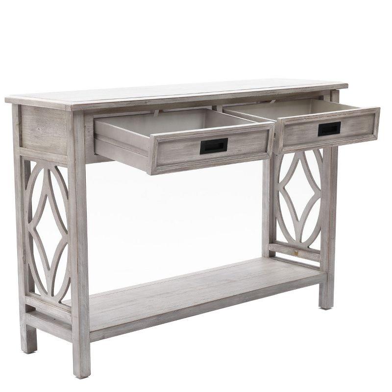 LuxenHome Gray Wood 2-Drawer 1-Shelf Console and Entryway Table