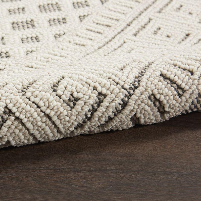 Ivory/Gray Geometric Braided Rectangular Synthetic Rug