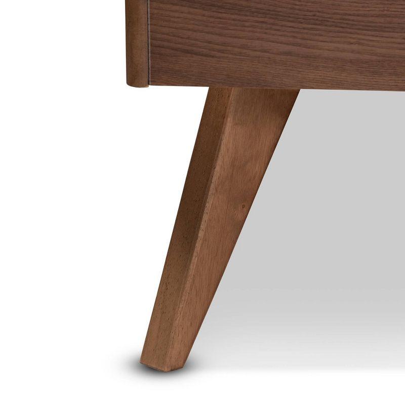 Queen Ines Walnut Finished Wood Platform Bed Gray - Baxton Studio: Mid-Century Design, Tapered Legs, No Box Spring Required