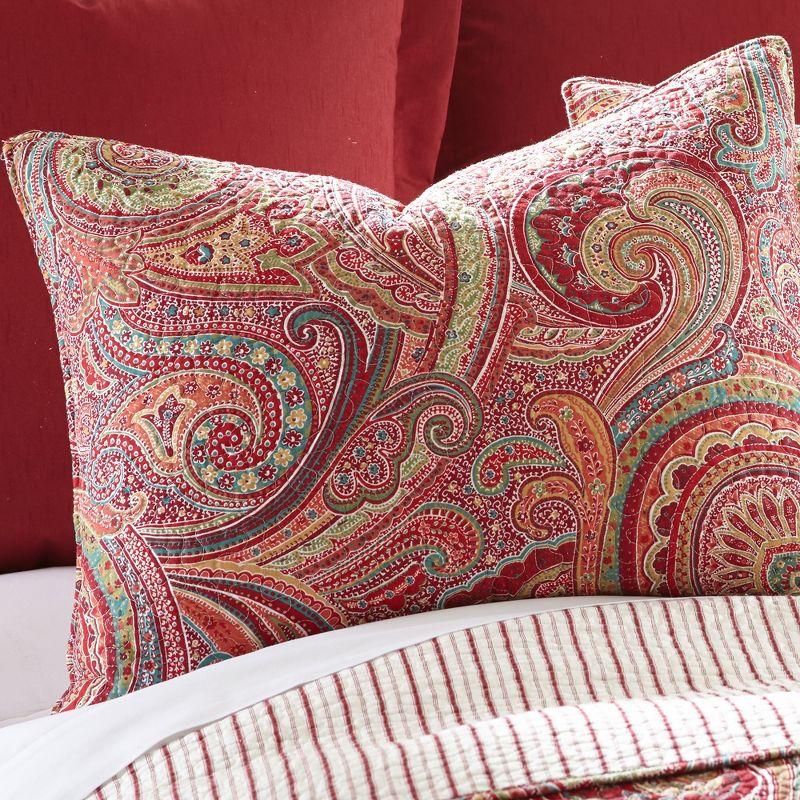 Paisley Perfection Full Cotton Quilt Set in Rich Burgundy and Red