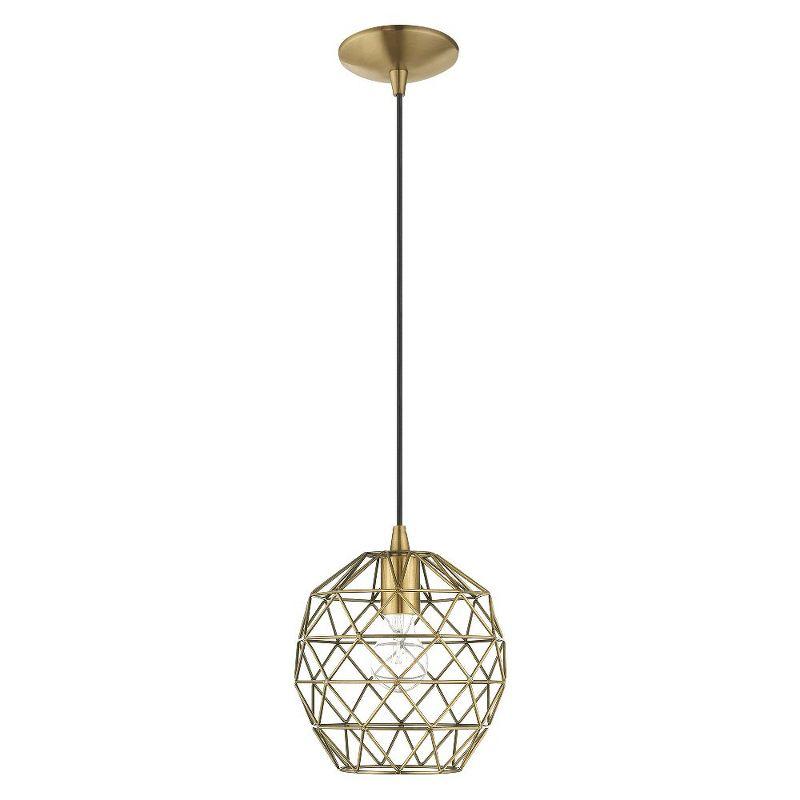 Livex Lighting Geometric Shade 1 - Light Pendant in  Antique Brass