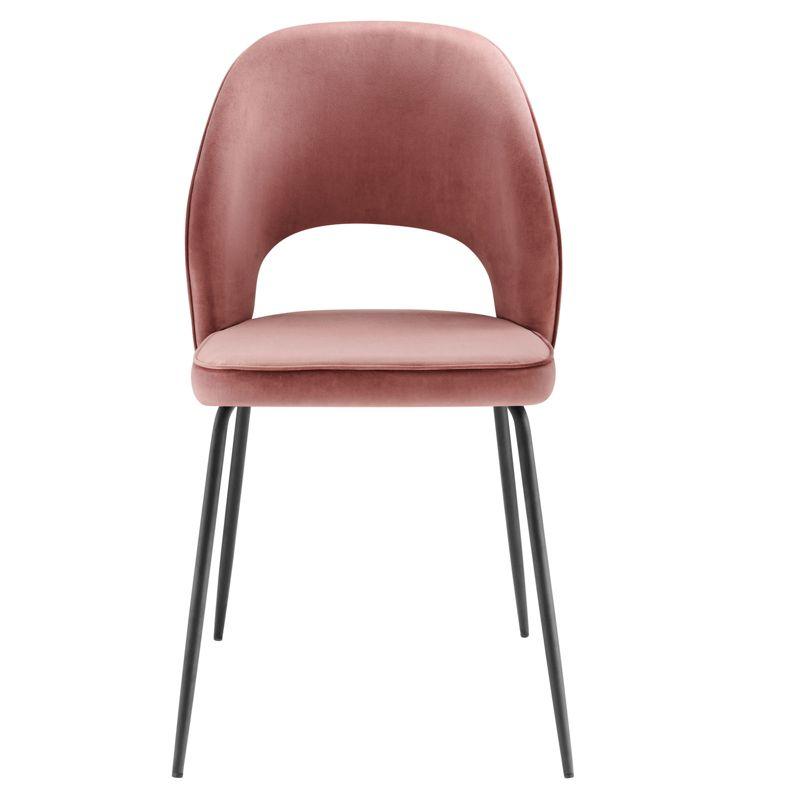 Low Profile Black Dusty Rose Velvet Side Chair with Metal Frame