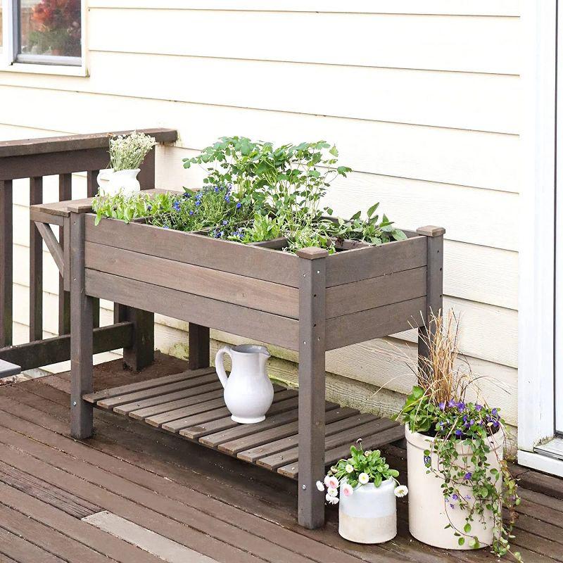 Aivituvin Raised Garden Bed with Large Storage Shelf | Wooden Herb Planter-GUT02