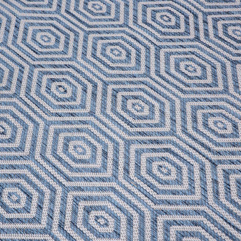 World Rug Gallery Modern Geometric Textured Flat Weave Indoor/Outdoor Area Rug - BLUE 2'x7'