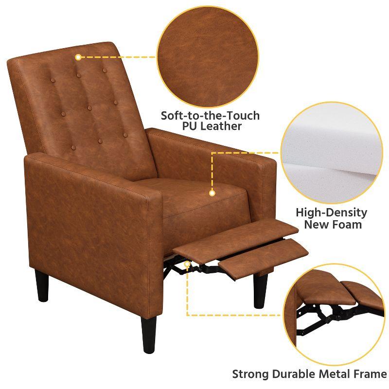 Yaheetech Faux Leather Recliner Sofa with Pocket Spring, Brown