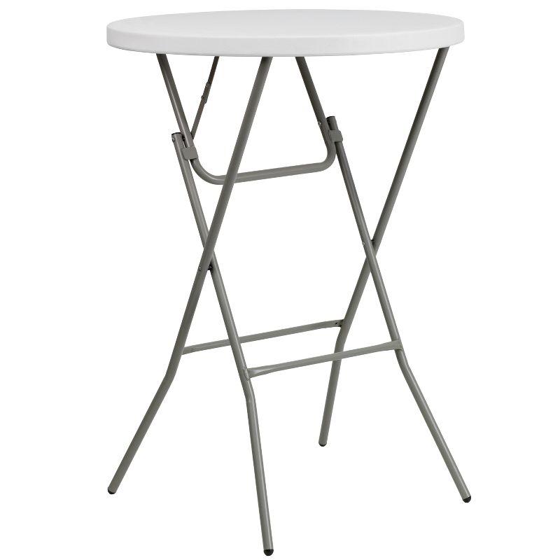 Granite White Round Plastic Bar Height Folding Table