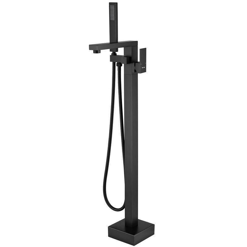 Matte Black Stainless Steel Freestanding Tub Faucet with Hand Shower