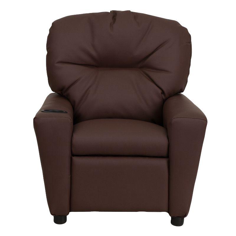 Flash Furniture Chandler Contemporary Brown LeatherSoft Kids Recliner with Cup Holder