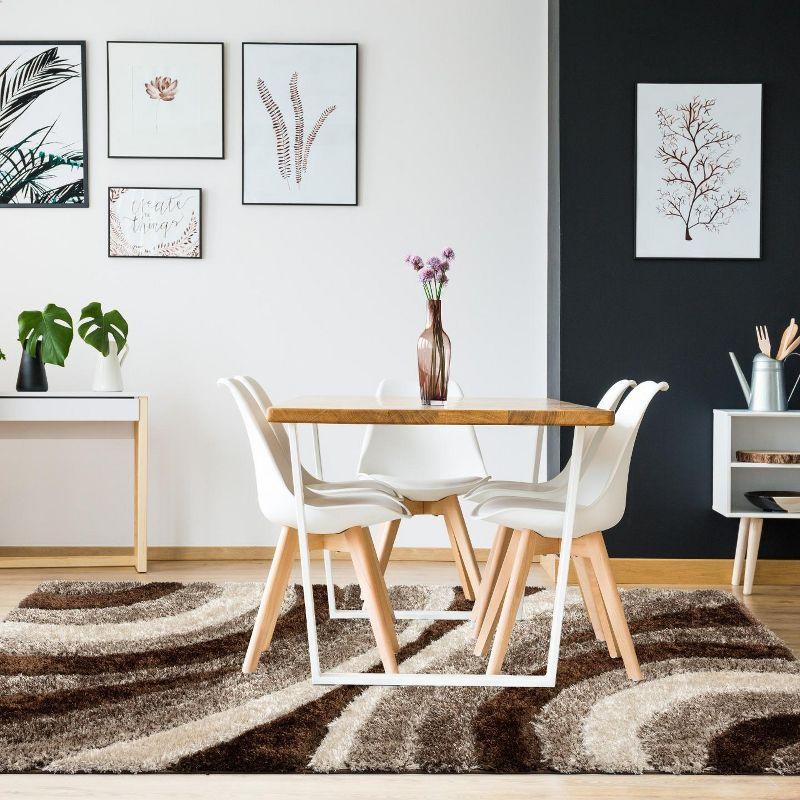 Luxe Weavers Modern Shag Geometric Area Rug, Brown 5x7