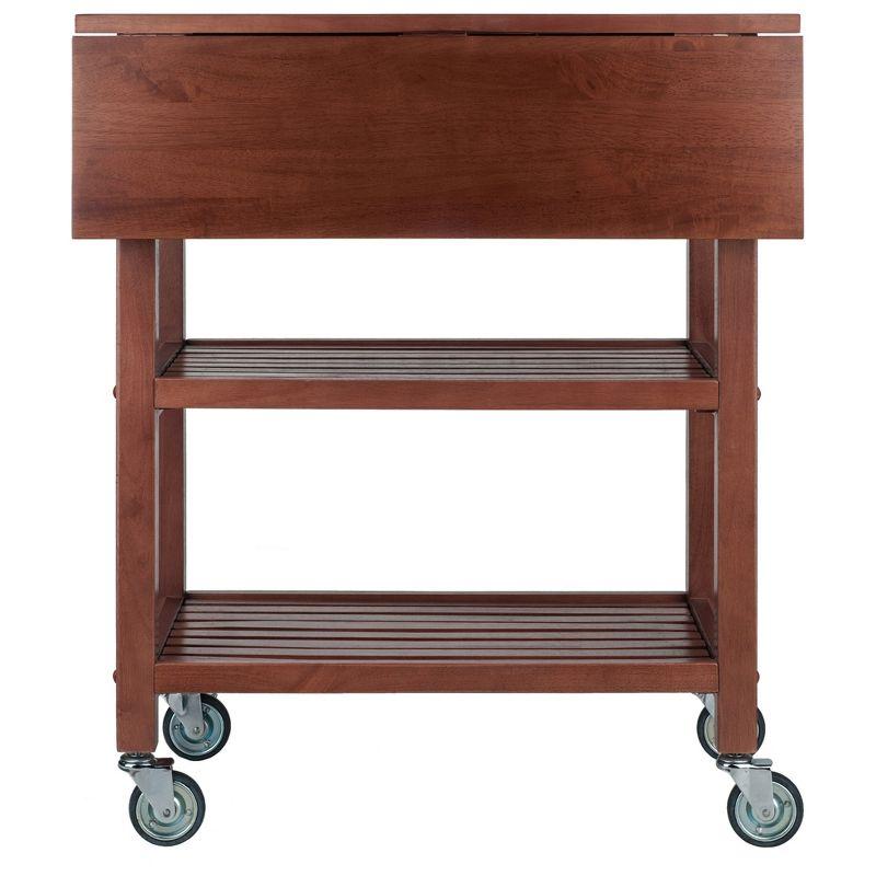 Transitional Walnut Kitchen Cart with Drop Leaf and Storage