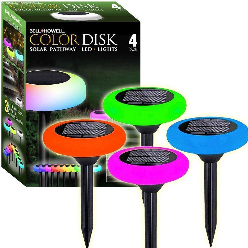 Bell+Howell Color Changing Outdoor Solar Powered Garden Disk Lights, Wireless Auto On/off Lights