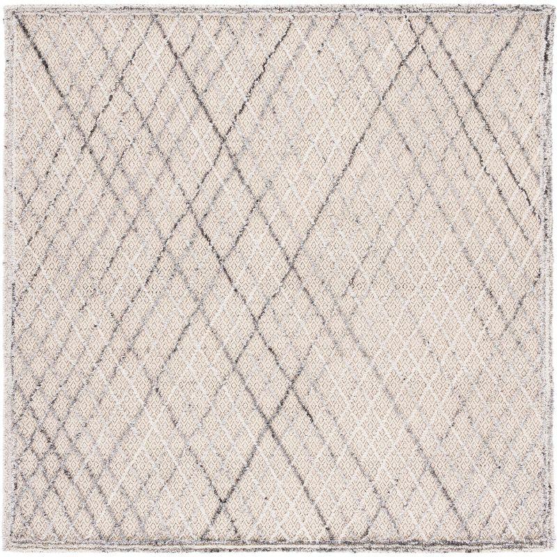 Elegant Gray Square Hand-Tufted Wool Area Rug